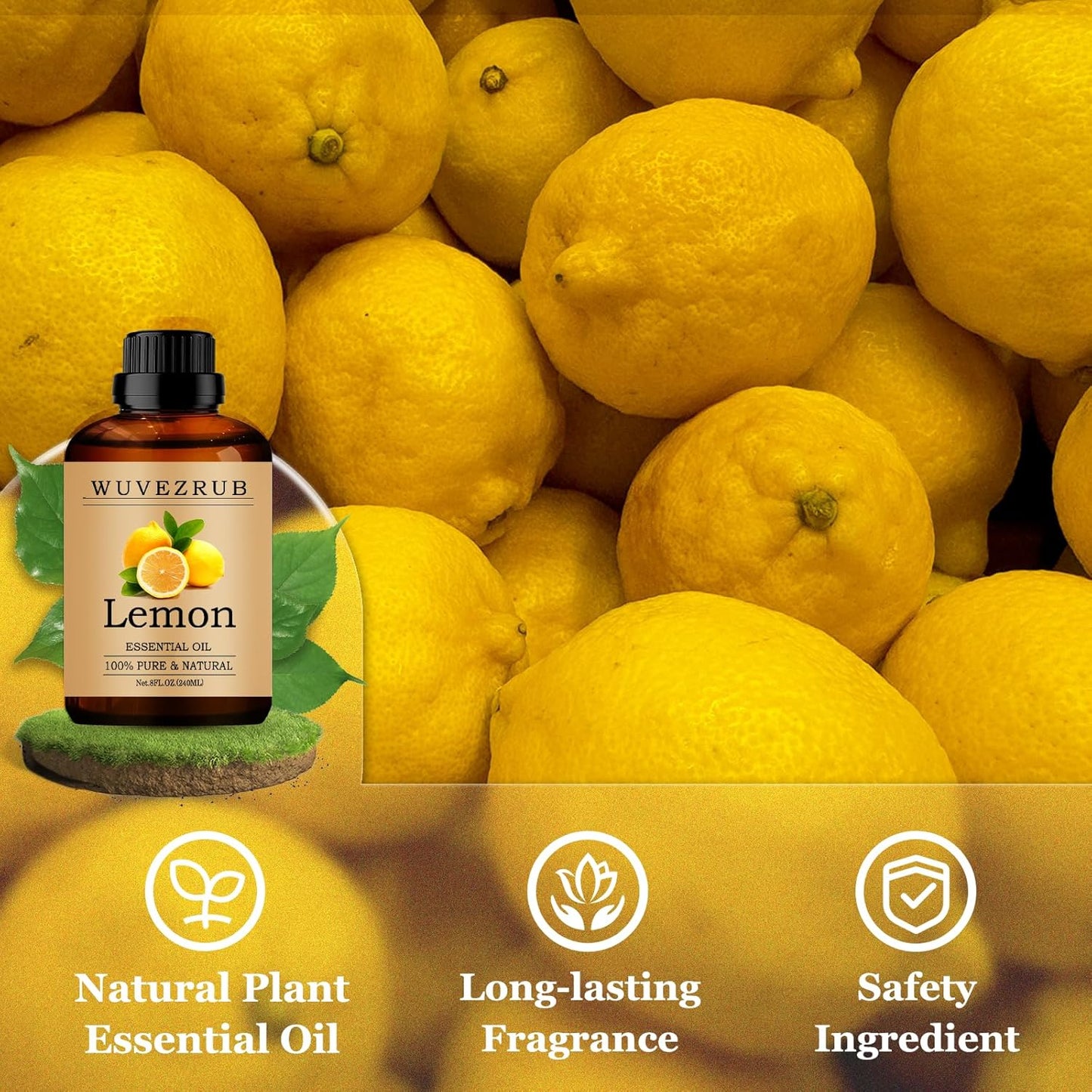 Lemon Essential Oils 240ML, Pure Lemon Essential Oil for Aromatherapy Diffuser - 8 Fl Oz