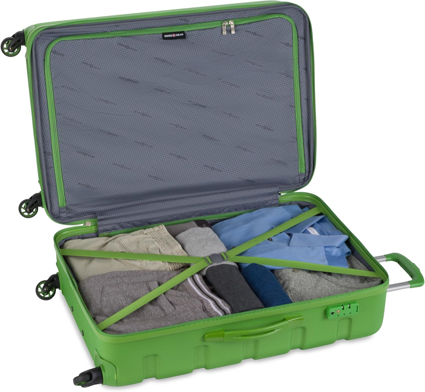 SwissGear 7366 Signature Hardside Expandable Luggage with Spinner Wheels, TSA Lock, Green, Checked-Large 27-Inch