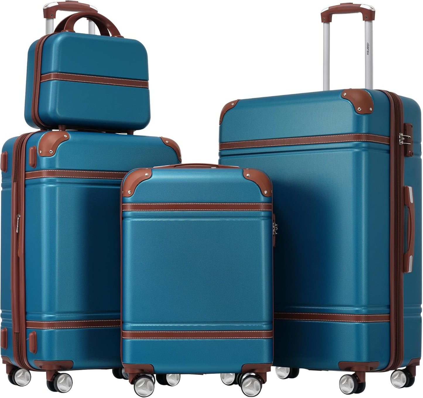 Merax Luggage Set 3 Piece Suitcase Set with Cosmetic Case Expandable Spinner Wheels Vintage Luggage Sets(Blue,20"+24"+28")