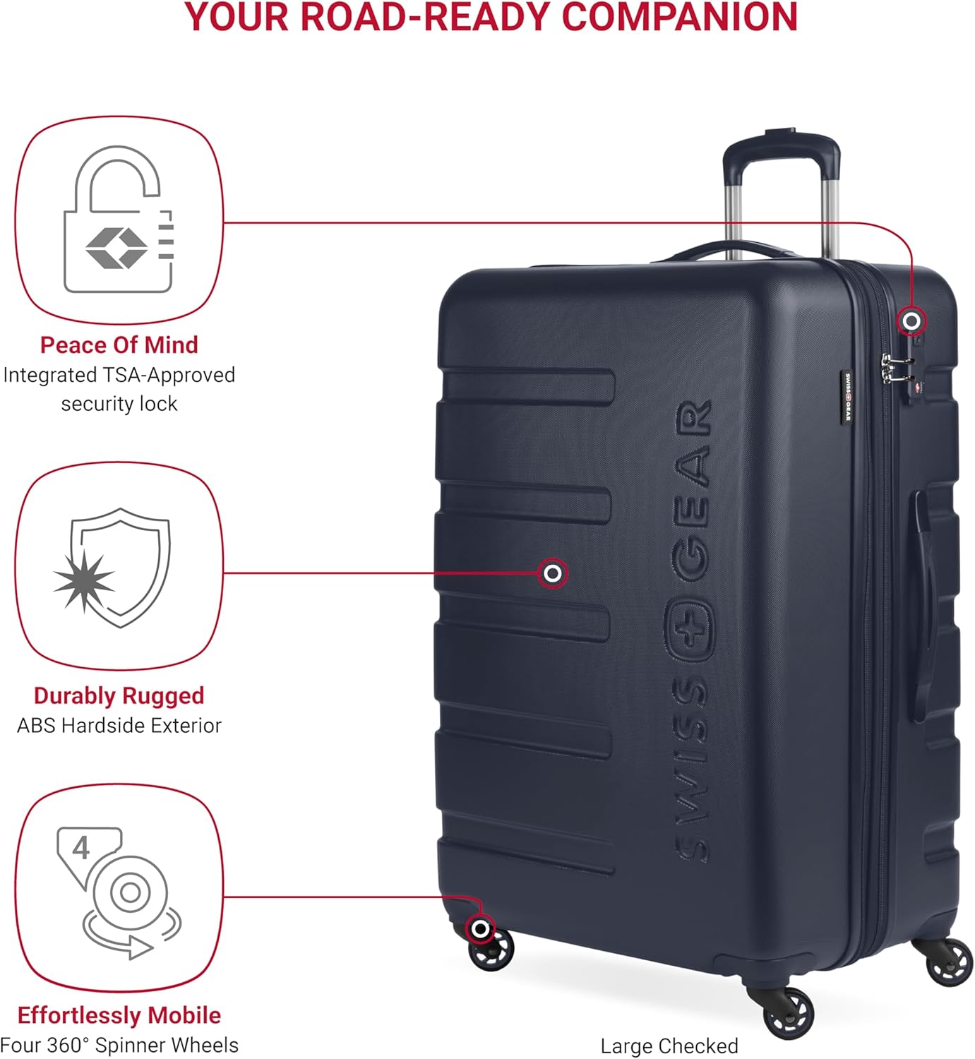 SwissGear 7366 Hardside Expandable Luggage with Spinner Wheels, Navy, 2-Piece Set (19/27)