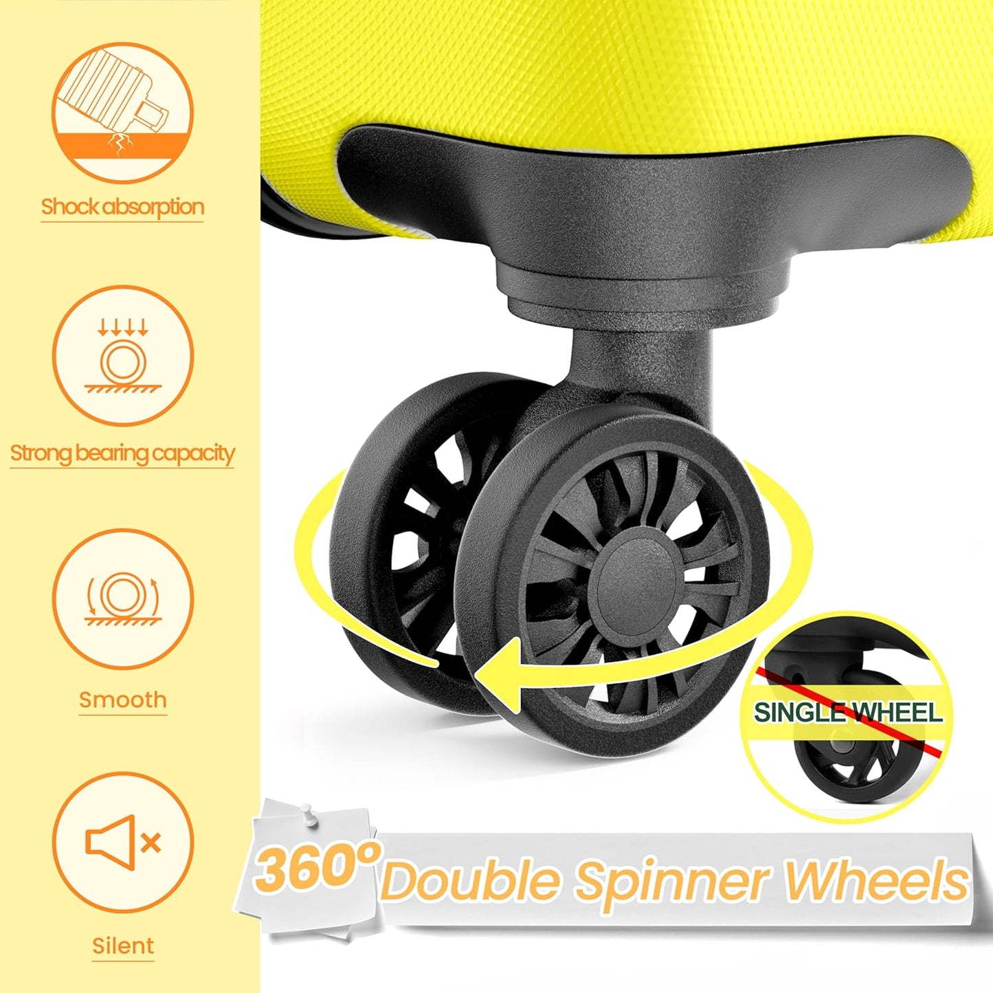 AnyZip Luggage Sets 3 Piece Hardshell Suitcase Set PC ABS Lightweight Travel Suitcases with 4 Double Spinner Wheels TSA Lock 20 24 28 Inch Black