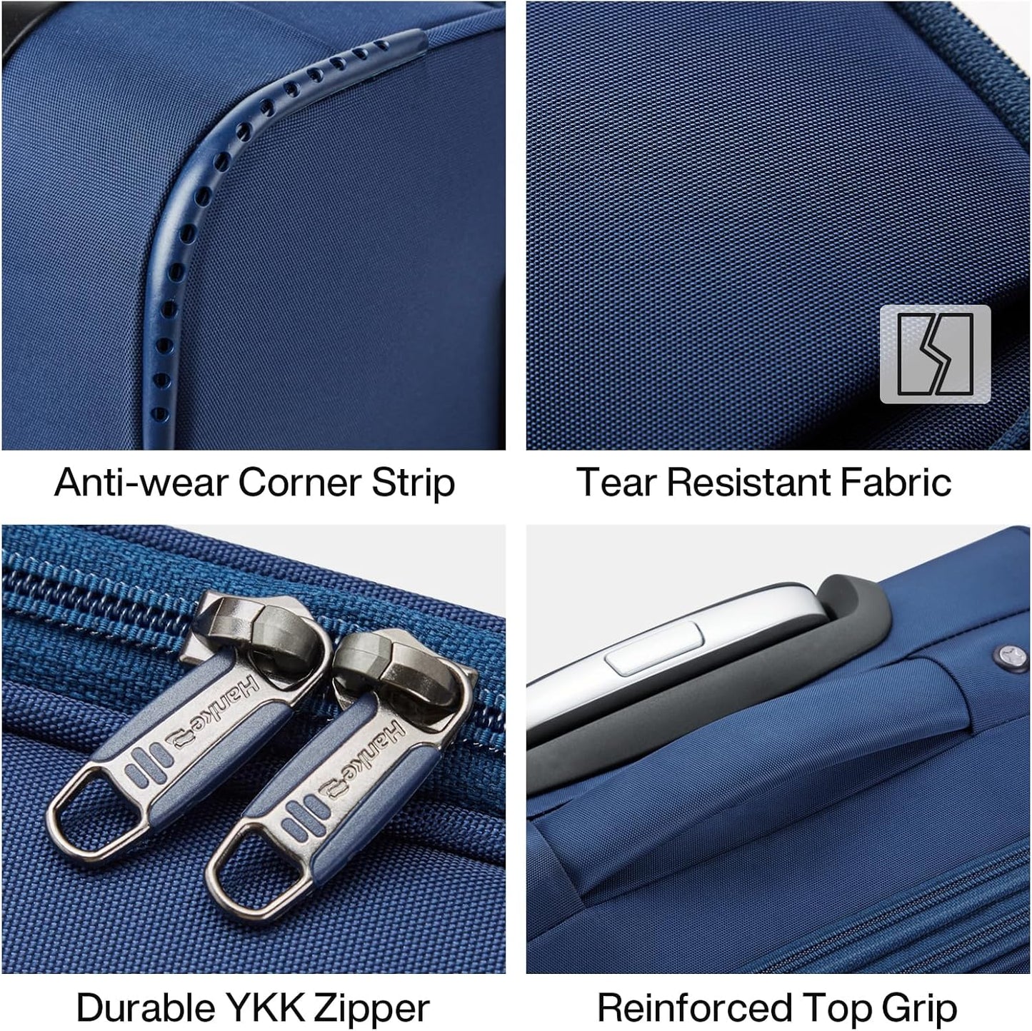 Hanke 28 Inch Luggage Softside Expandable Suitcases with Spinner Wheels, Travel Checked Luggage for Women Men(Blue)