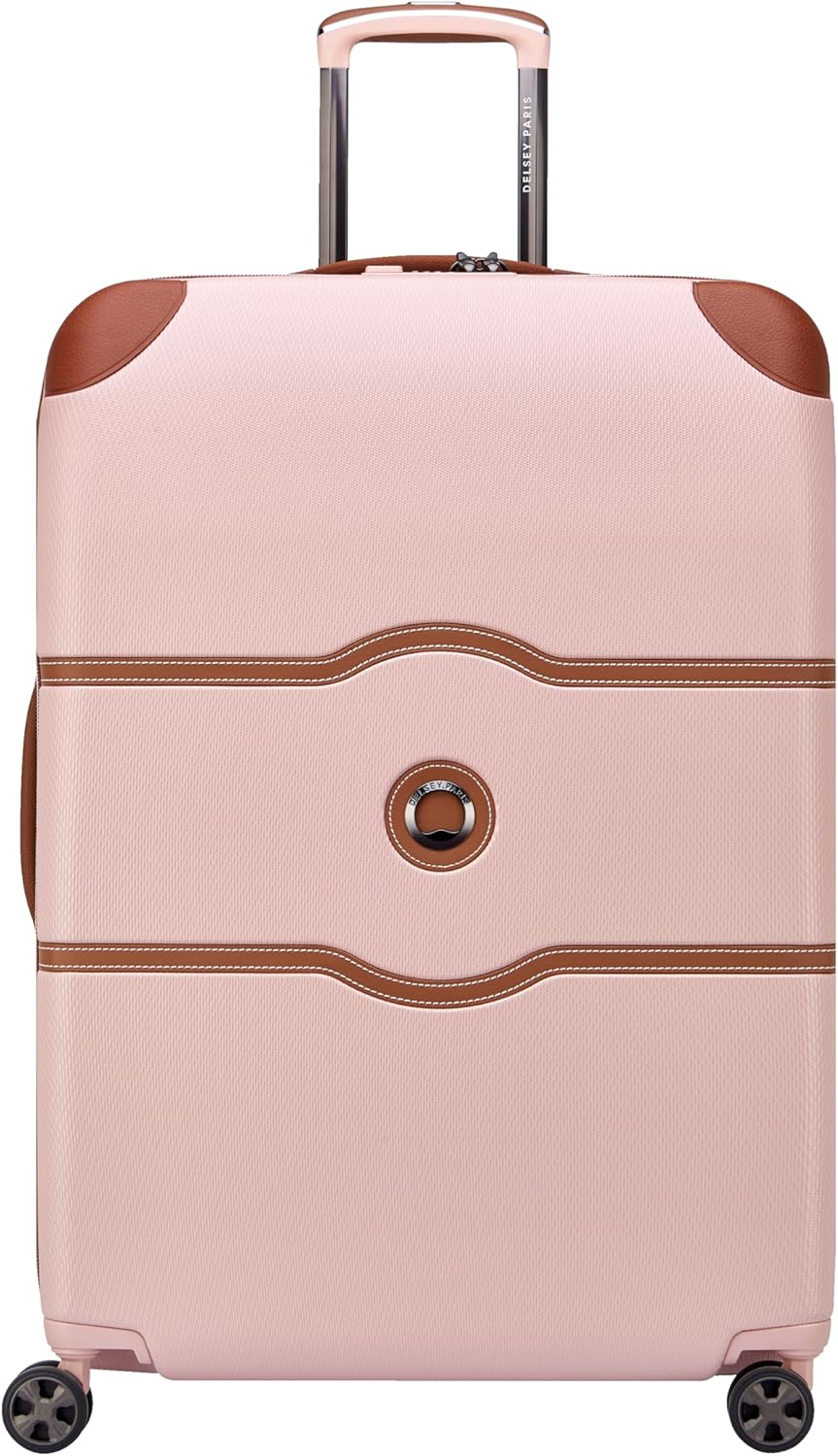 DELSEY PARIS Chatelet Air 2.0 Hardside Luggage with Spinner Wheels, Blush Pink, Checked-Large 28 Inch