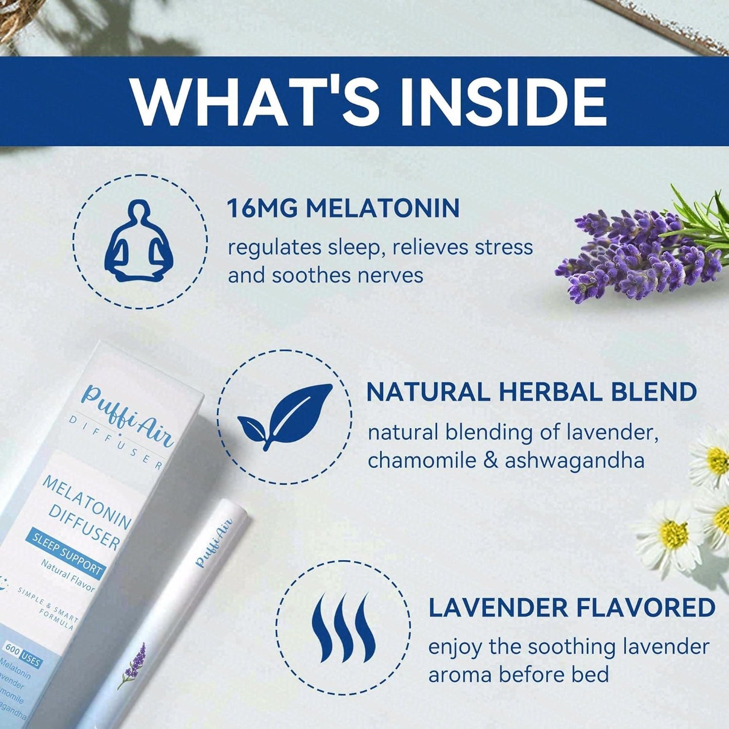 Herbal Diffuser Duo with Melatonin, Milk Thistle & More丨Night Renewal Duo for Calm Sleep & Liver Detox Support - 600 Uses Per Stick