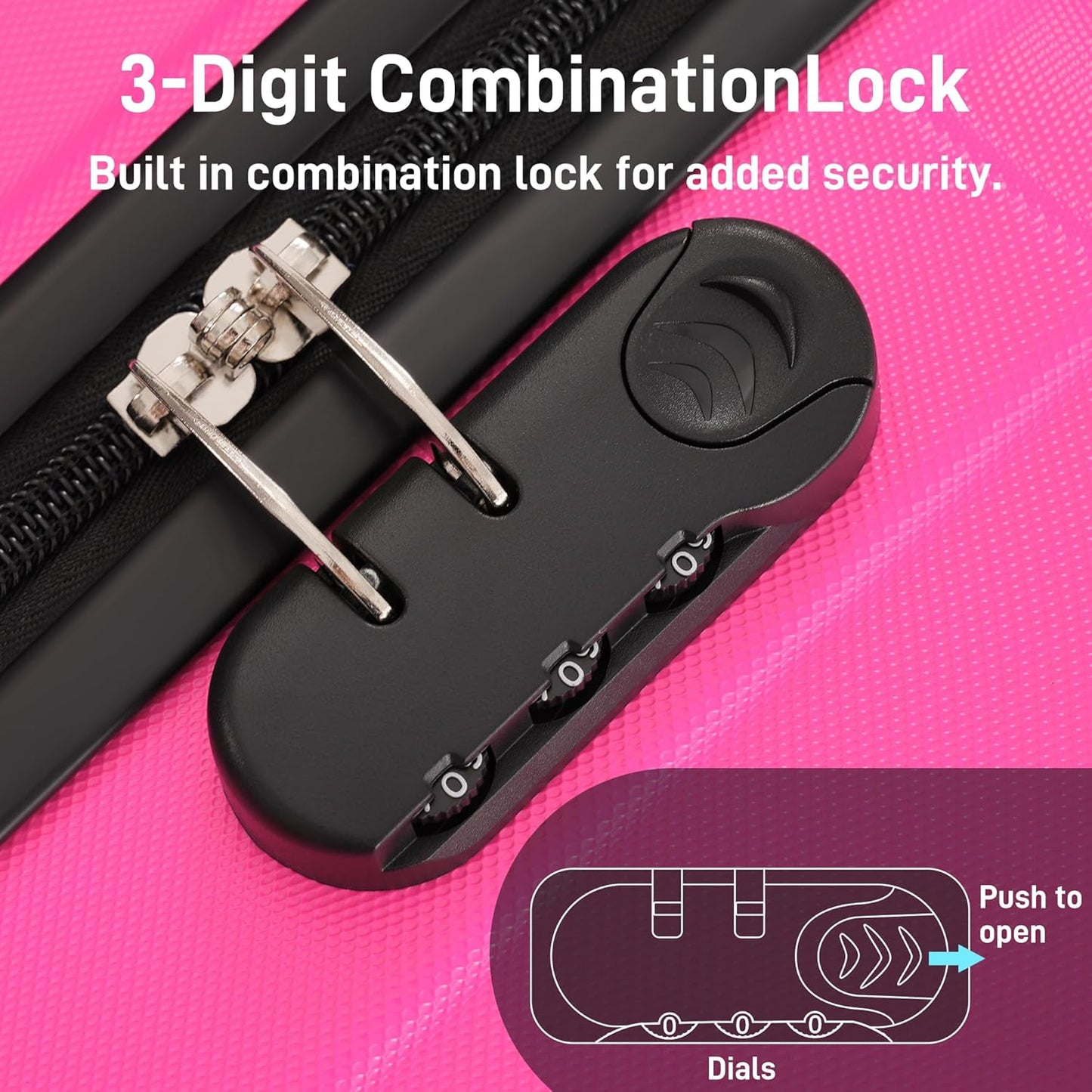 Merax Luggage Sets 3 Piece, Suitcases with Spinner Wheels, Lightweight Travel Luggage with Lock, ABS Hardshell Suitcase Set 20/24/28 IN,Pink