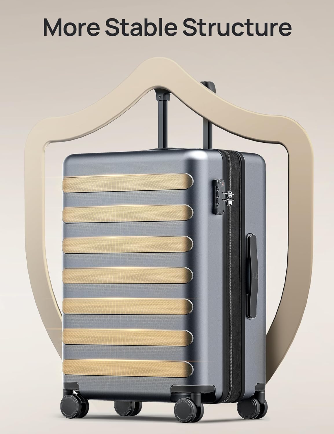 NINETYGO Medium Checked Luggage 24 Inch, Checking In Luggage with Smooth Spinner Wheels, Expandable, Hard Shell PC Suitcase, Lightweight Travel Luggage, TSA Approved (Grey, Rhine Max)