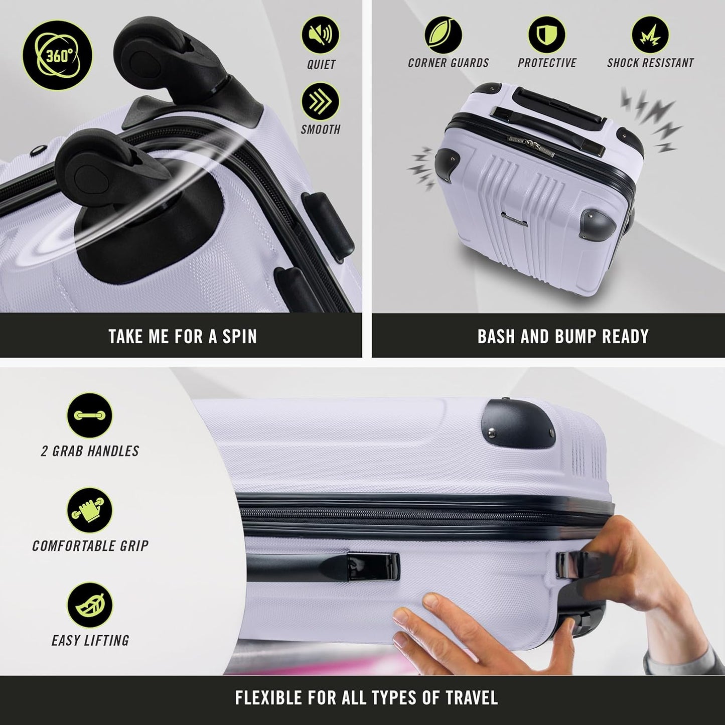 Kenneth Cole REACTION Bounds Lightweight Hardshell 4-Wheel Spinner Luggage, Lavender, 28-Inch Checked