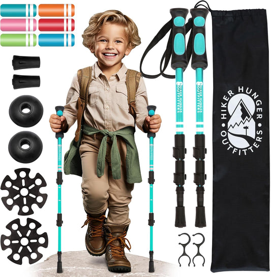 Kids Hiking Poles by USA Brand - Lightweight Collapsible Kids Walking Stick w/Quick Adjustable Flip Locks