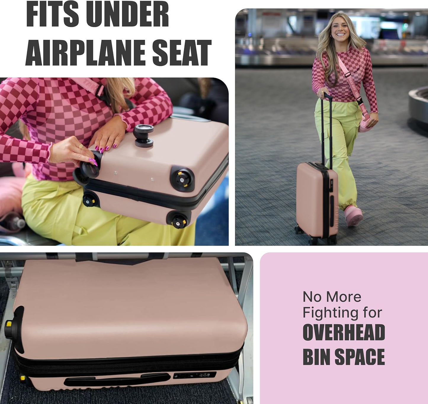 Take OFF Luggage Personal Item 3.0 – 18x14x8 Underseat Carry On with Removable Wheels – TSA Lock, Hardshell Suitcase – Fits Tight Airline Size Rules – No-Fee Lightweight Travel Bag