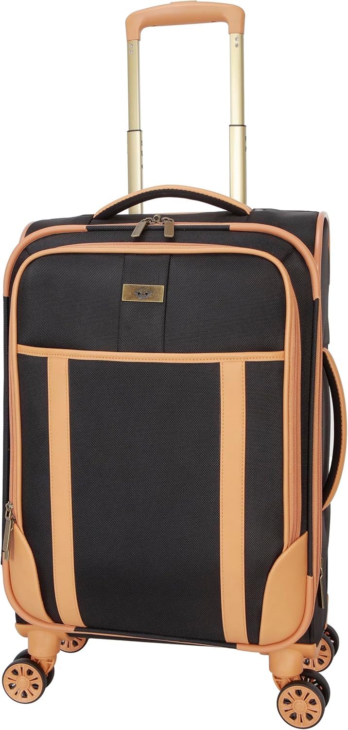 Dockers Seahorse Softside Expandable 8-Wheel Spinner Travel Luggage, Black, 20-Inch Carry On