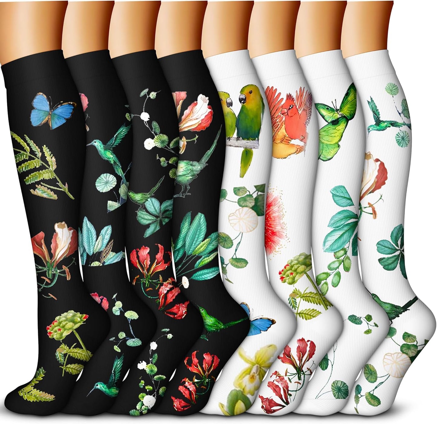 QUXIANG Copper Compression Socks for Women & Men Circulation (8 Pairs) - Best for Running Athletic Cycling - 15-20 mmHg