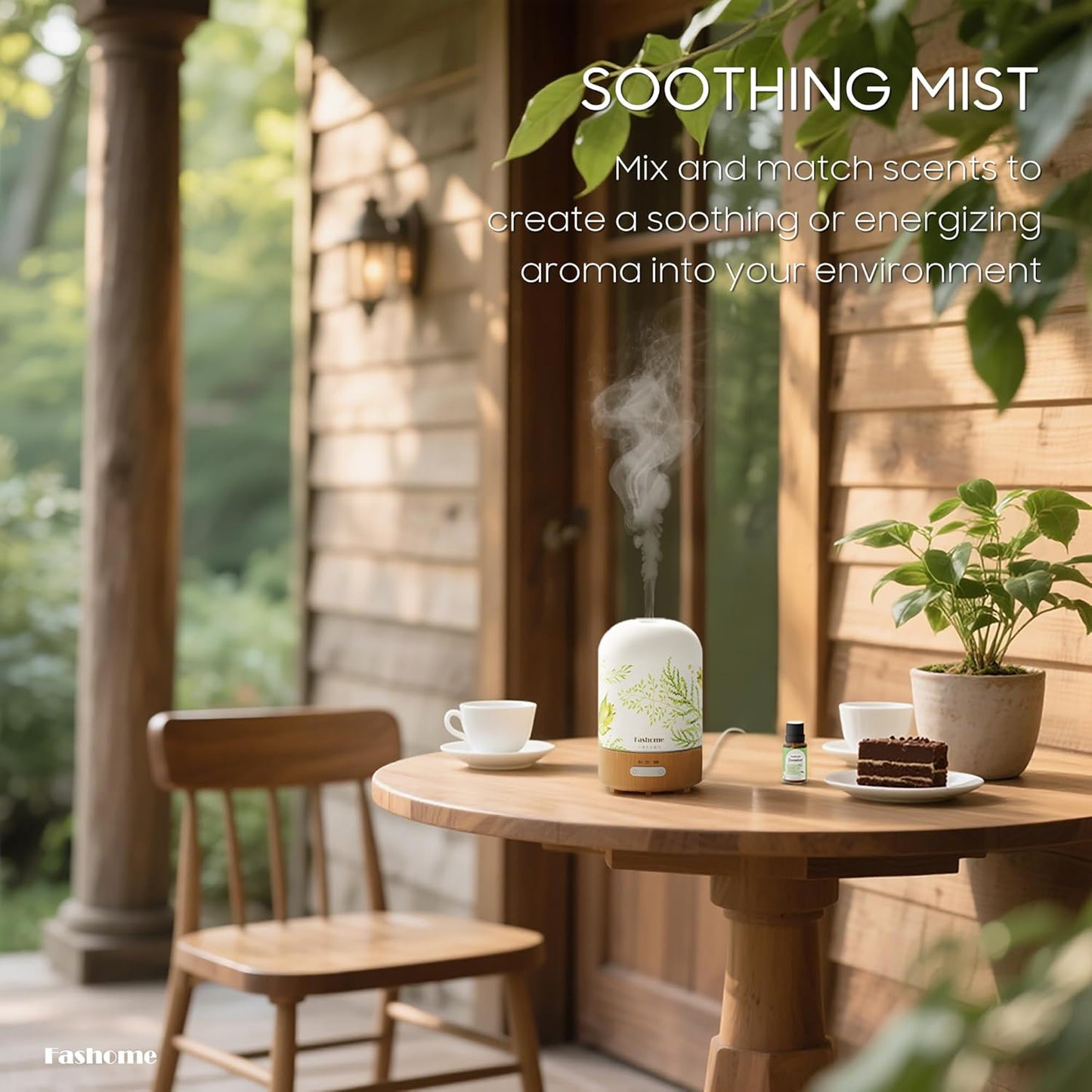 Essential Oil Diffuser with Jasmine Oil, 100ml Ultrasonic Aromatherapy Humidifier, 6 in 1 Scent Vaporizer with Timer and Auto-Off (Summer-Jasmine)