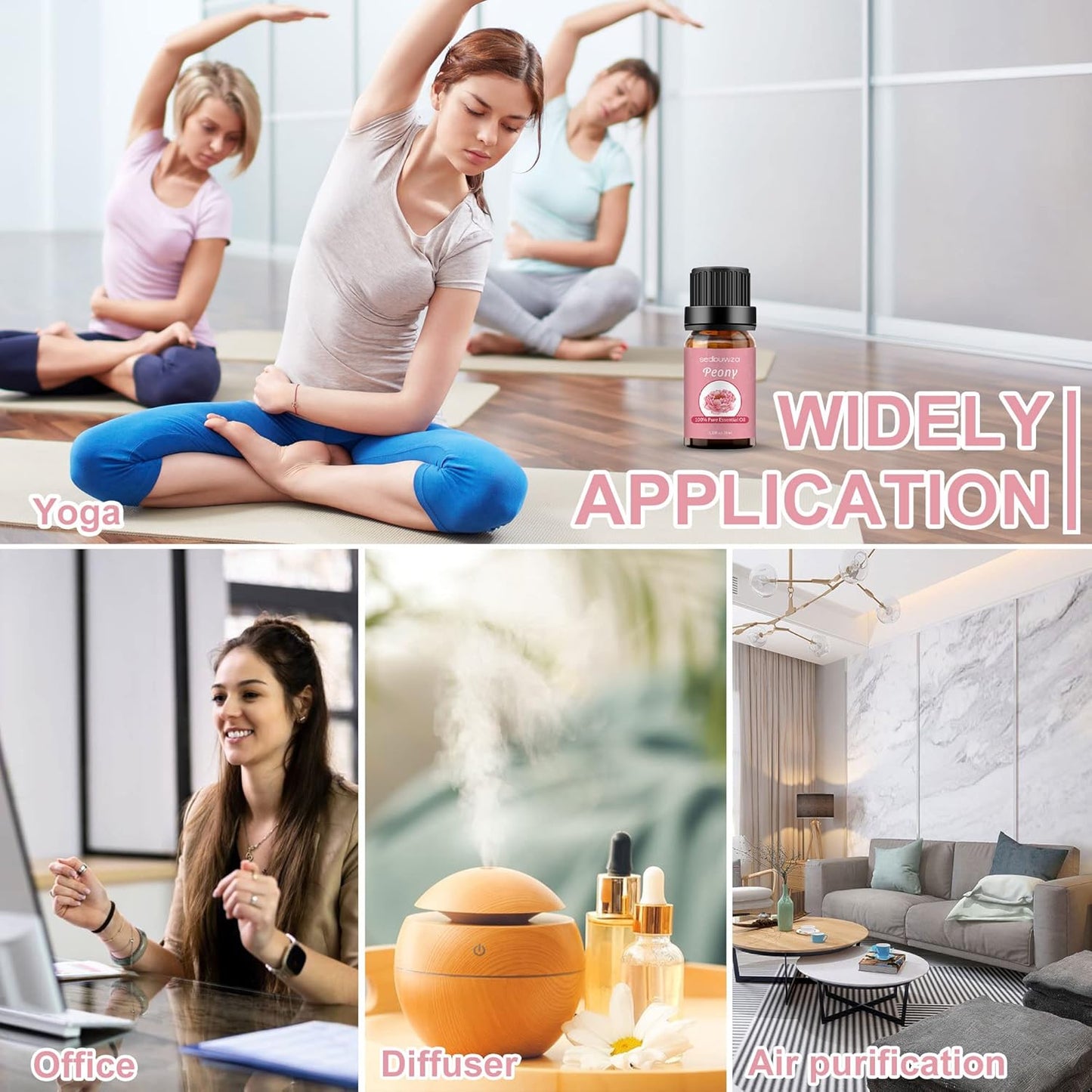 Sedbuwza Rose Peony Essential Oil Set, Rose Fragrance Oil Peony Scent Oil Set for Diffuser, Aromatherapy, Massage, Soap, Candle Making 2 x 10 ml