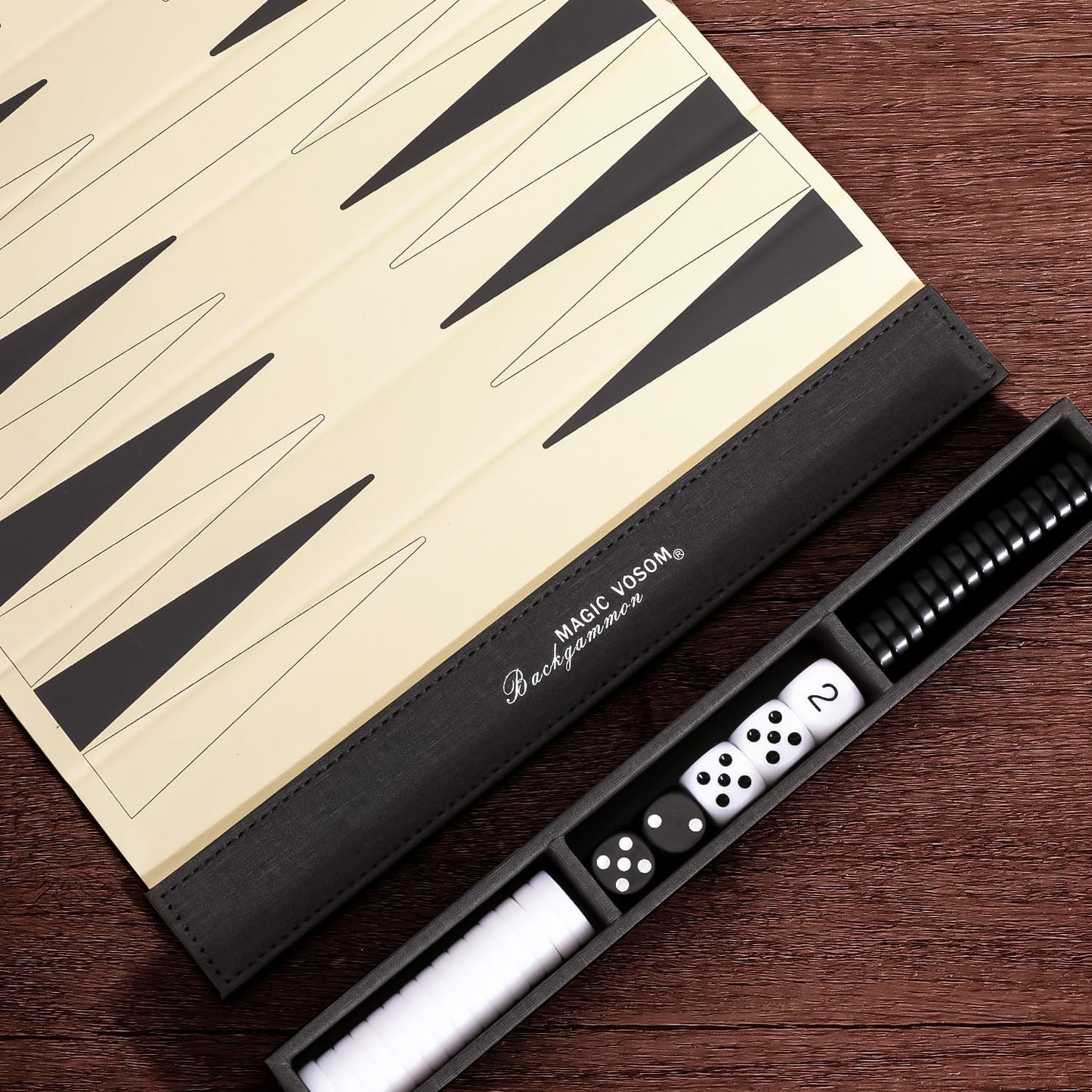 Backgammon Set for Adults | Travel-Friendly & Foldable with Wrinkle-Resistant Game Board | Compact for On-The-Go Play | Ideal Gift for Family & Friends-Grey