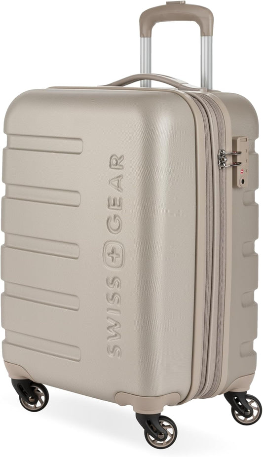 SwissGear 7366 Signature Hardside Expandable Luggage with Spinner Wheels, TSA Lock, Cup-Holder, Sand, Carry-On 19-Inch