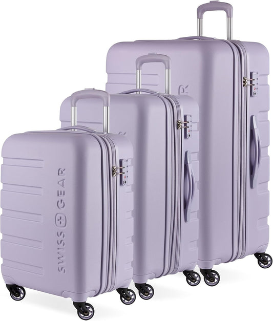 SwissGear 7366 Signature Hardside Expandable Luggage with Spinner Wheels, TSA Lock, Cup-Holder, Evening Haze, 3-Piece Set (19/23/27)