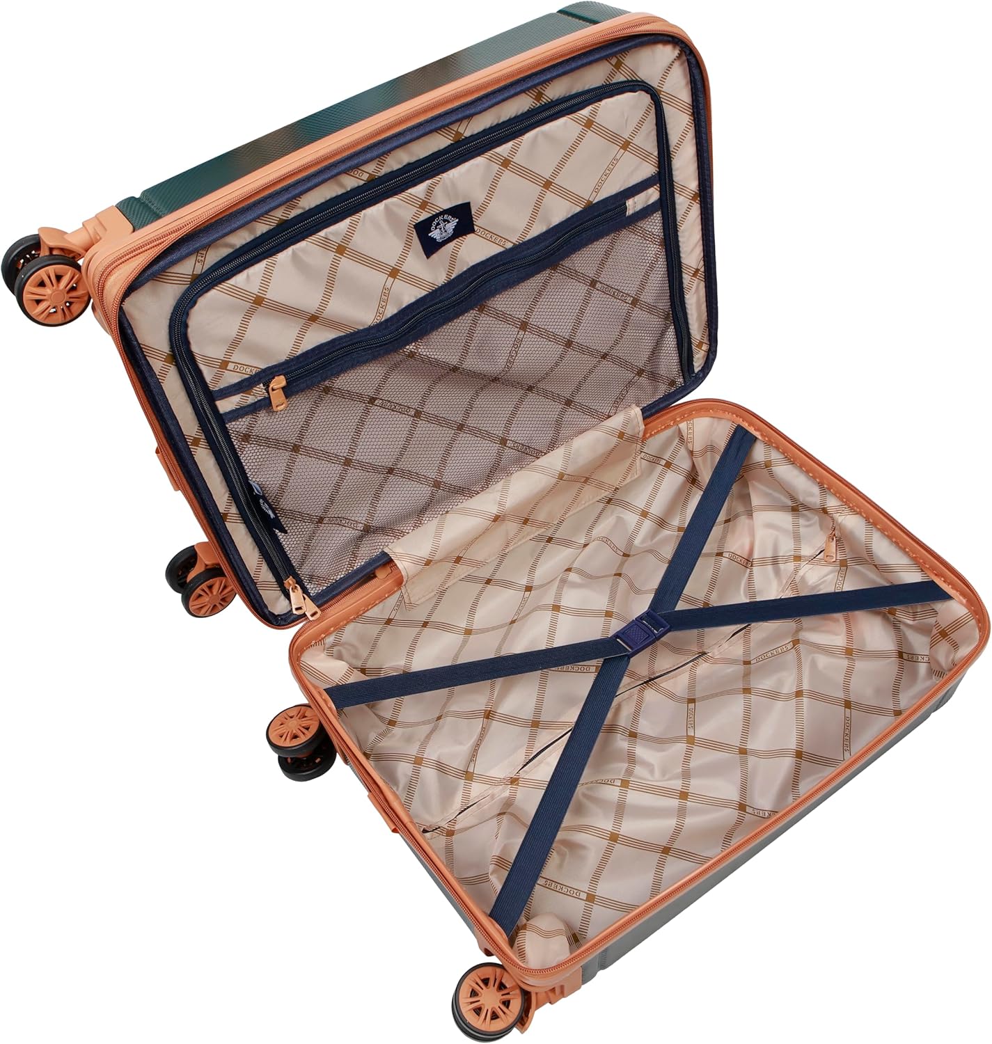 Dockers Hooper Hardside Expandable 8-Wheel Spinner Travel Checked Luggage, Black, 20-Inch Carry On