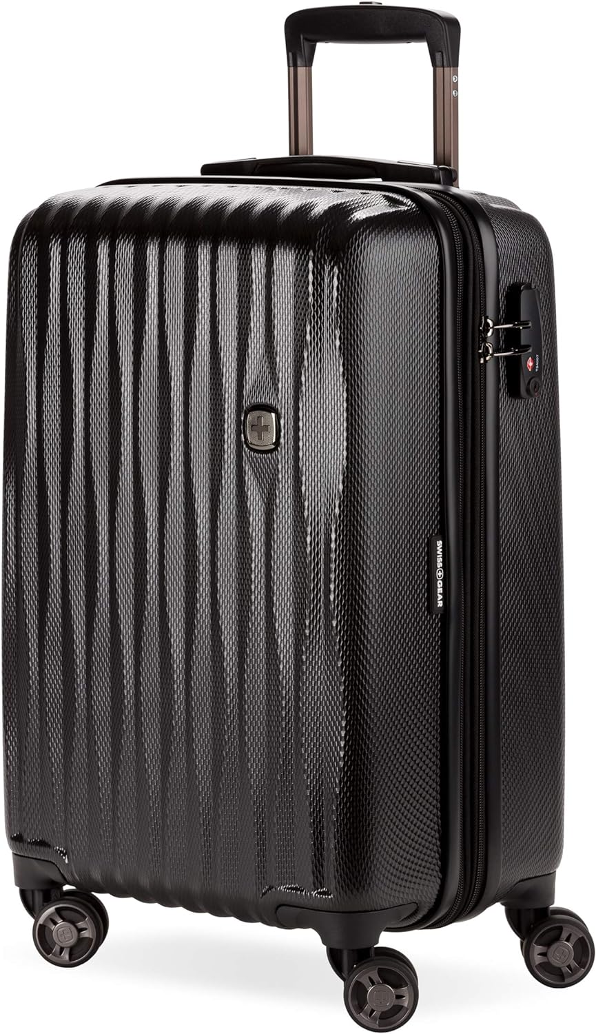 SwissGear 7272 Energie Expandable Hardside Luggage with Spinner Wheels and TSA Lock, Black, Carry-On 19-Inch