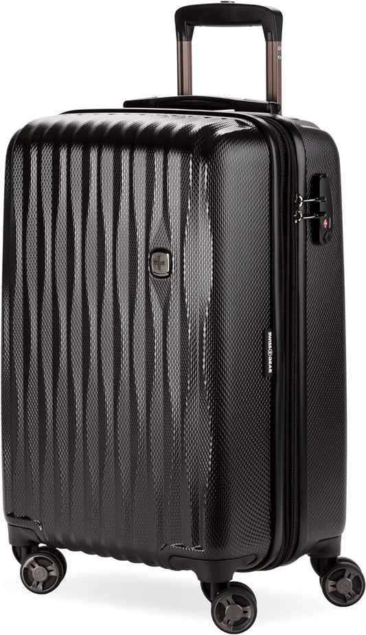 SwissGear 7272 Energie Expandable Hardside Luggage with Spinner Wheels and TSA Lock, Black, Carry-On 19-Inch