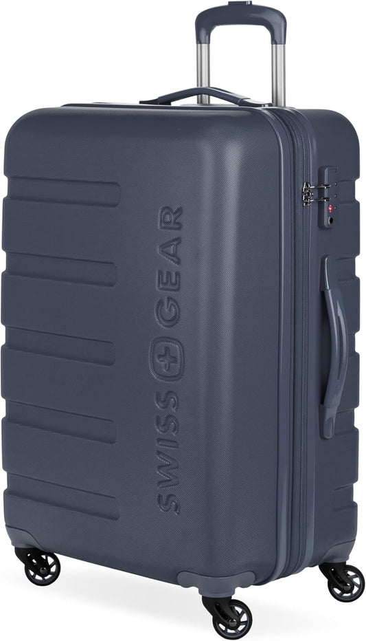 SwissGear 7366 Hardside Expandable Luggage with Spinner Wheels, Navy, Checked-Medium 23-Inch