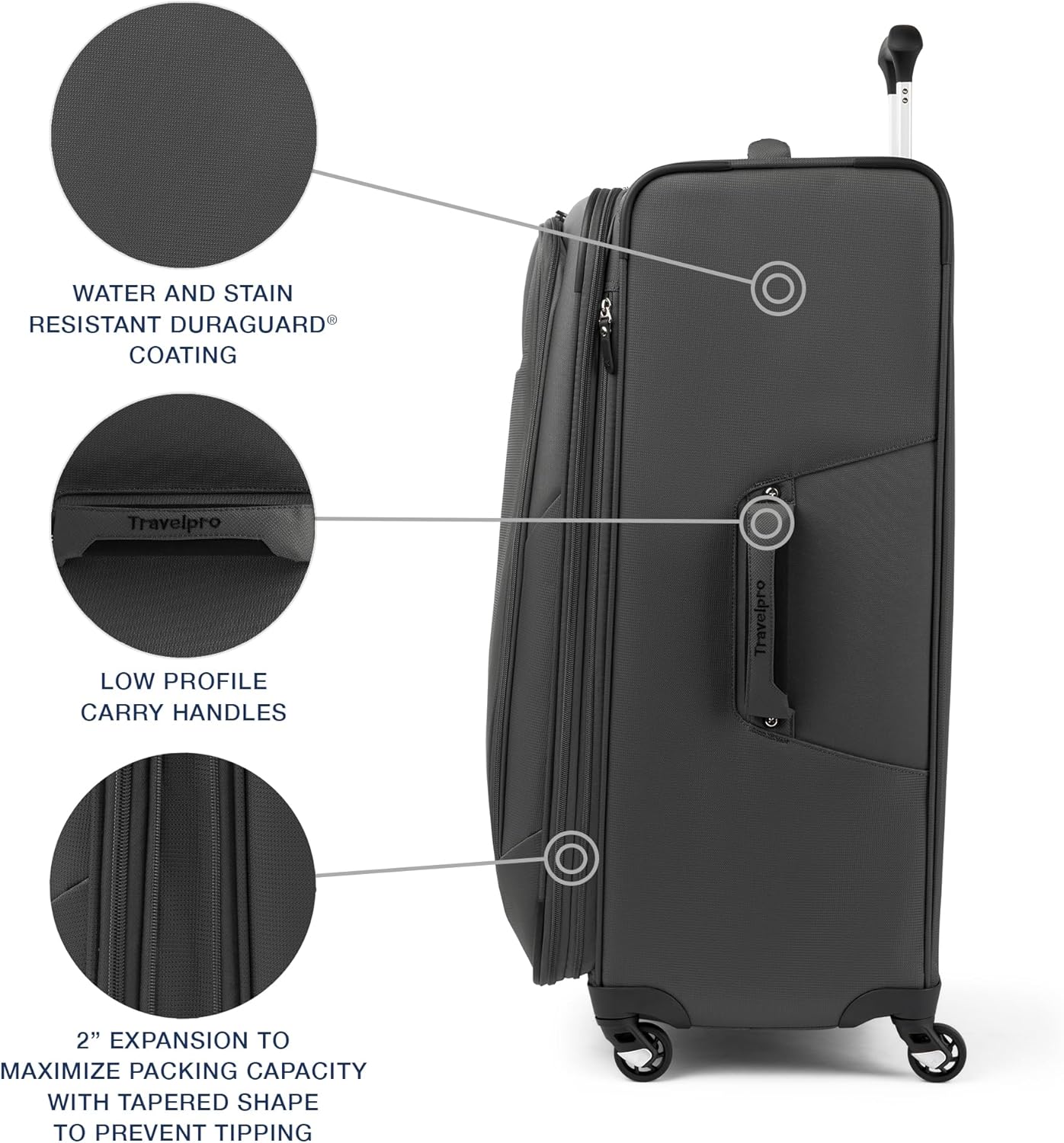 Travelpro Maxlite 5 Softside Expandable Luggage with 4 Spinner Wheels, Lightweight Suitcase, Men and Women, Shadow Grey, Checked-Large 29-Inch