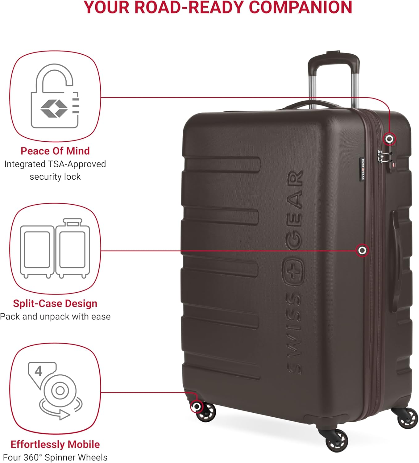 SwissGear 7366 Hardside Expandable Luggage with Spinner Wheels, Chocolate, 2-Piece Set (Weekender/27)