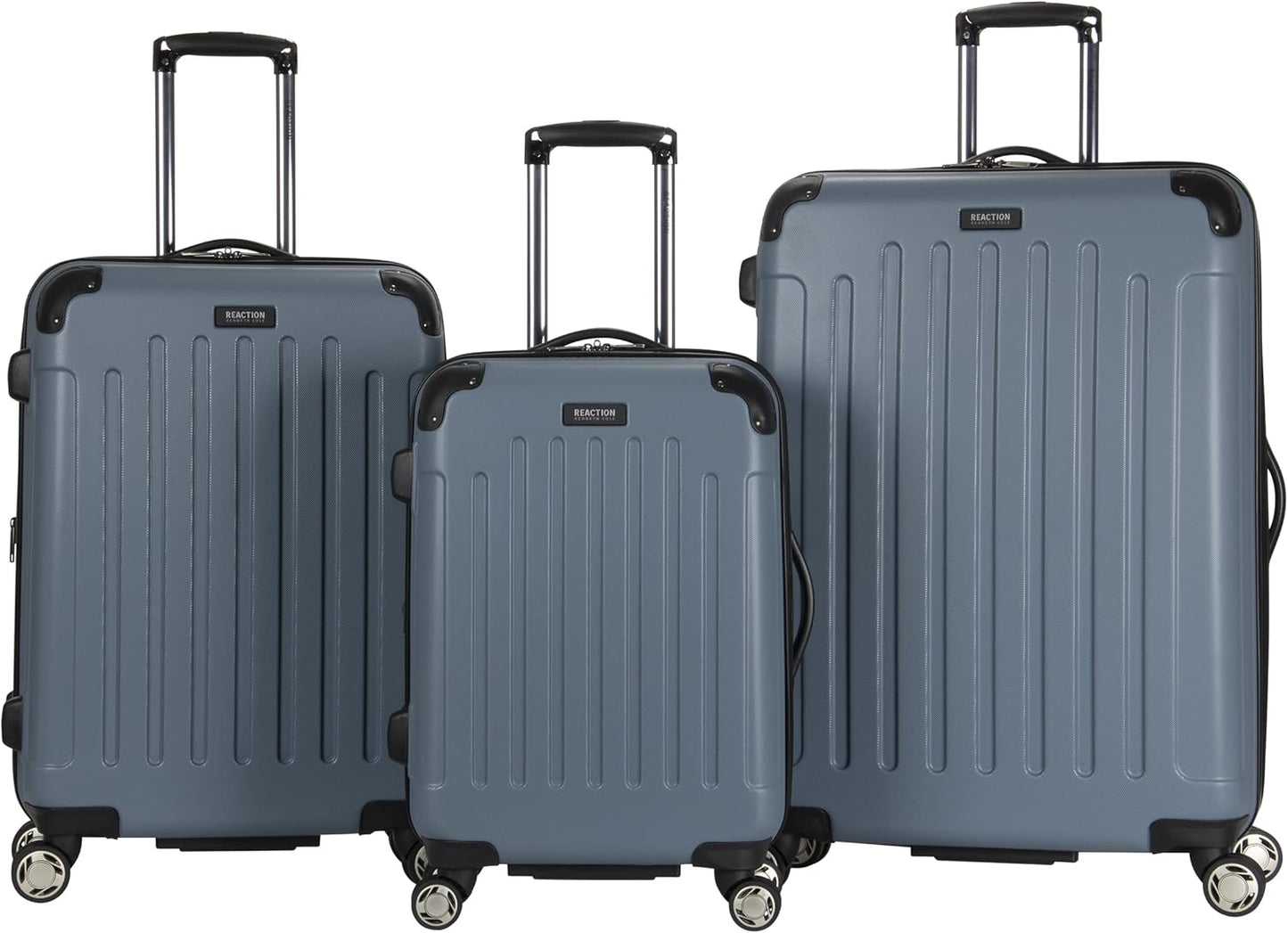 Kenneth Cole REACTION Renegade Luggage Expandable 8-Wheel Spinner Lightweight Hardside Suitcase, Granite Blue, 3-Piece Set (20"/24"/28")