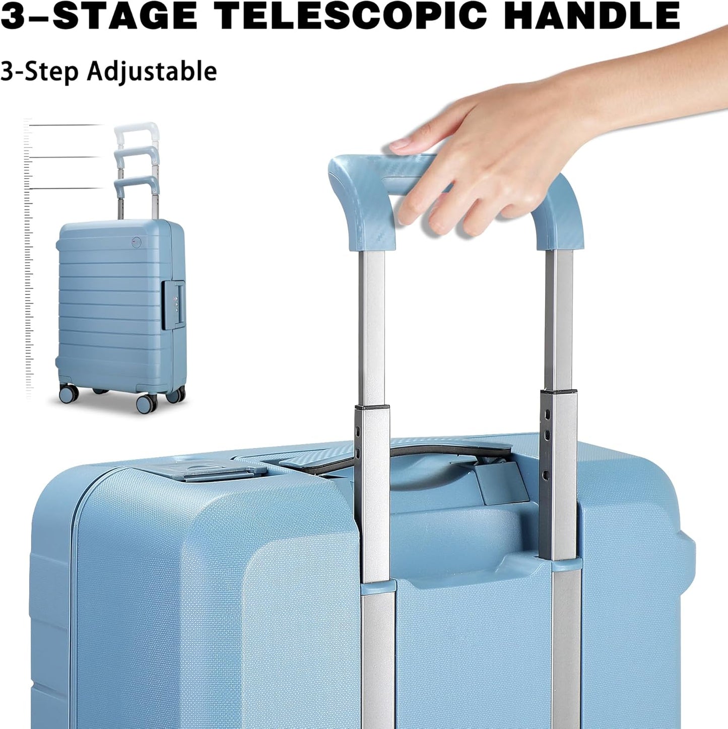 28 Inch Luggage with Spinner Wheels, Hardside Zipperless Large Checked Luggage with TSA Lock, Durable Rolling Suitcase, Blue