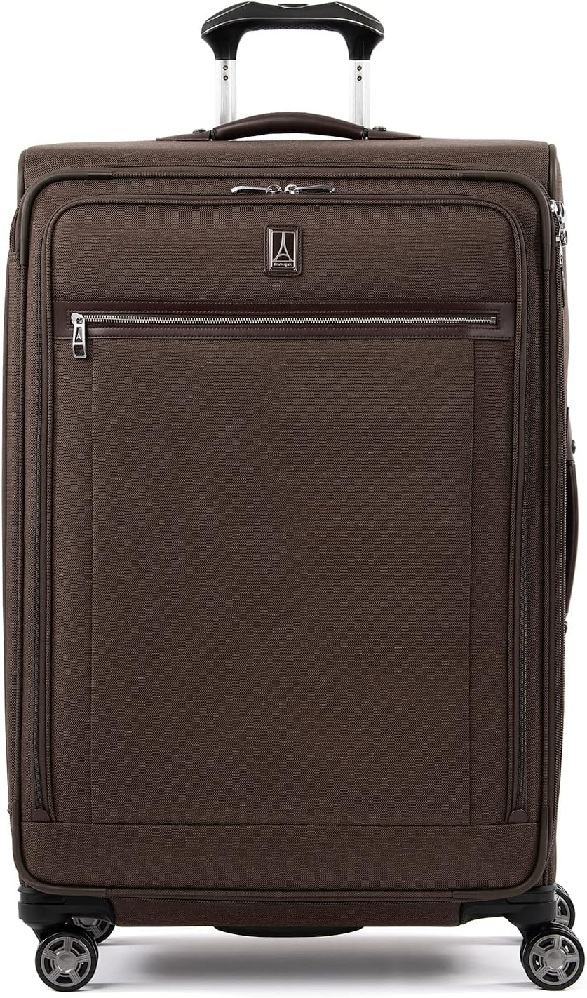 Travelpro Platinum Elite Softside Expandable Checked Luggage, 8 Wheel Spinner Large Suitcase, TSA Lock, Men and Women, Rich Espresso Brown, Checked Large 29-Inch