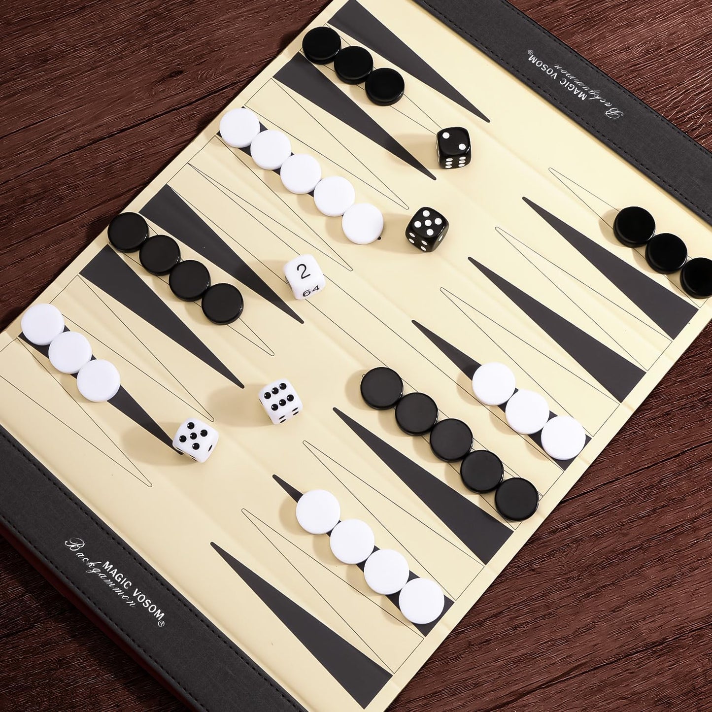 Backgammon Set for Adults | Travel-Friendly & Foldable with Wrinkle-Resistant Game Board | Compact for On-The-Go Play | Ideal Gift for Family & Friends-Grey