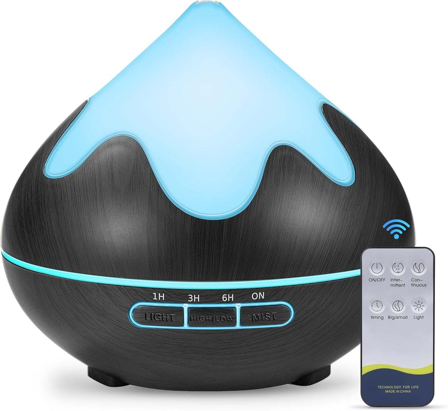 500ML Essential Oil Diffuser, Aromatherapy Diffuser with Remote Control, Multifunctional Air Diffusers for Home Office Room, Fragrance Aroma Diffuser with 7 Color LED & 2 Mist Mode, Black