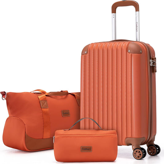 Carry On Luggage Sets 3 Piece, 20 Inch Luggage 22x14x9 Airline Approved with Wheels and TSA Lock, ABS Lightweight Hardshell Travel Suitcase Set with Duffel Bag Travel Bag for Men Women