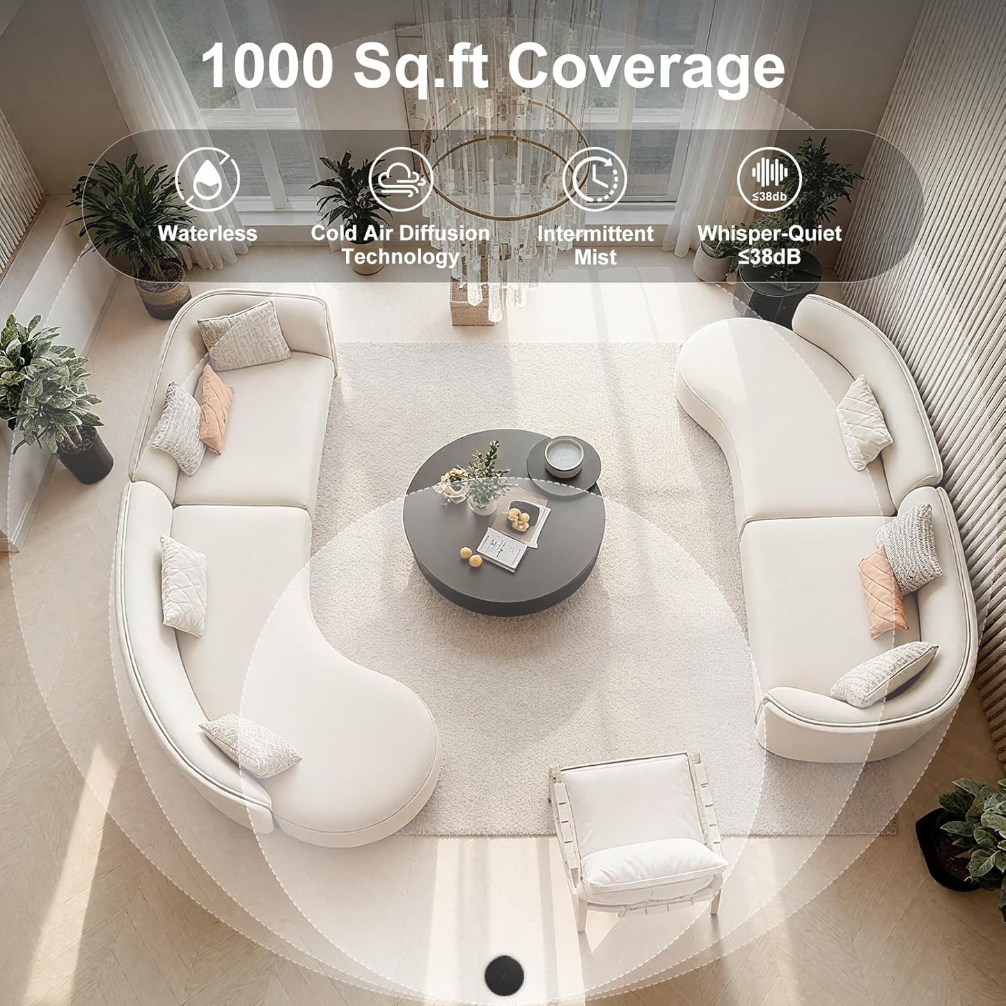 Waterless Essential Oil Diffuser Large Room Scent Diffuser for Home, Office, Hotel and Spas - Aromatherapy Diffuser Fragrance Oil Machine, Remote Control, Timer, Black