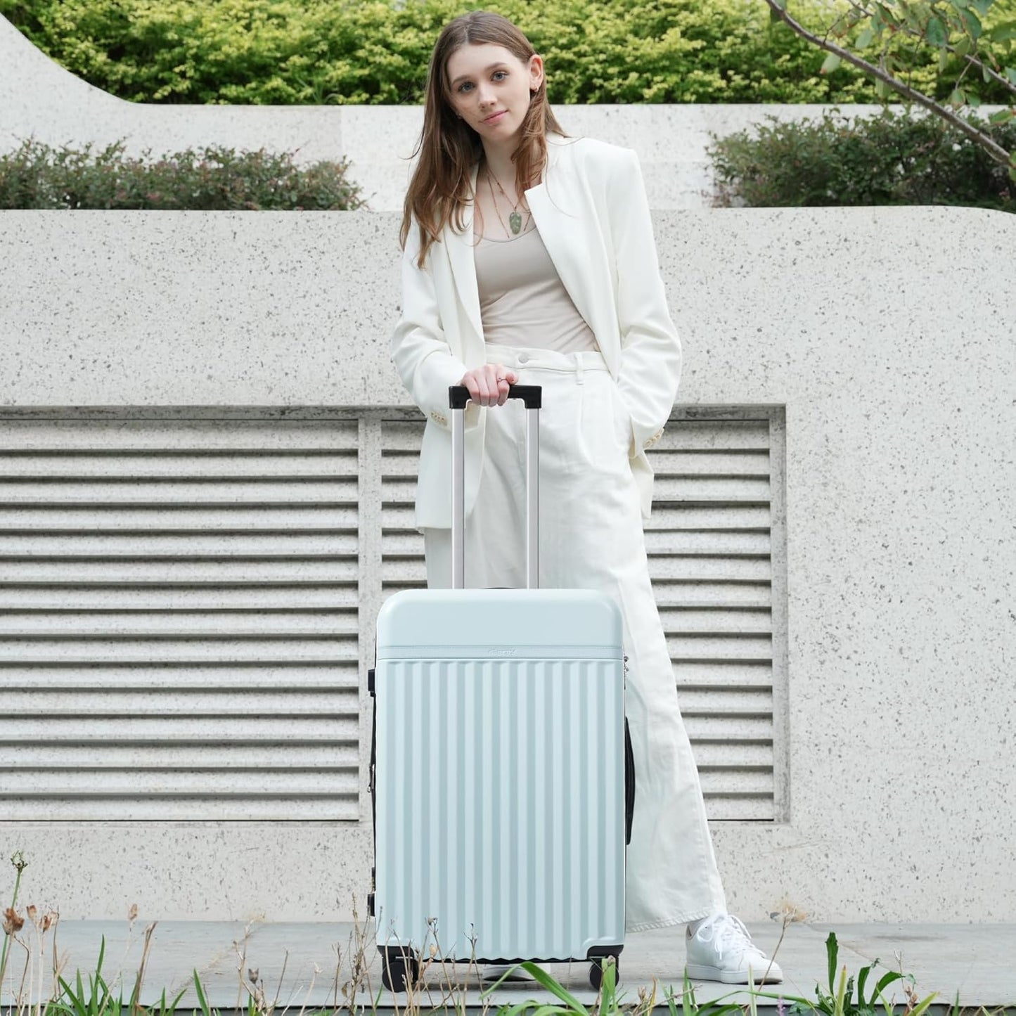 Merax 3 Piece Luggage Sets, Hardside Lightweight Carry on Suitcase,Durable Expandable Luggage with Travel Bags Spinner Wheels and TSA Lock,Light Blue