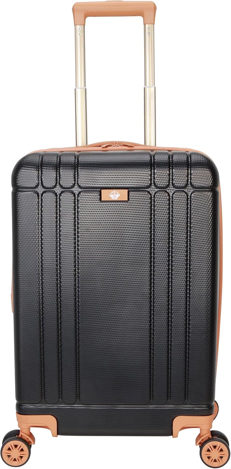 Dockers Hooper Hardside Expandable 8-Wheel Spinner Travel Checked Luggage, Black, 20-Inch Carry On
