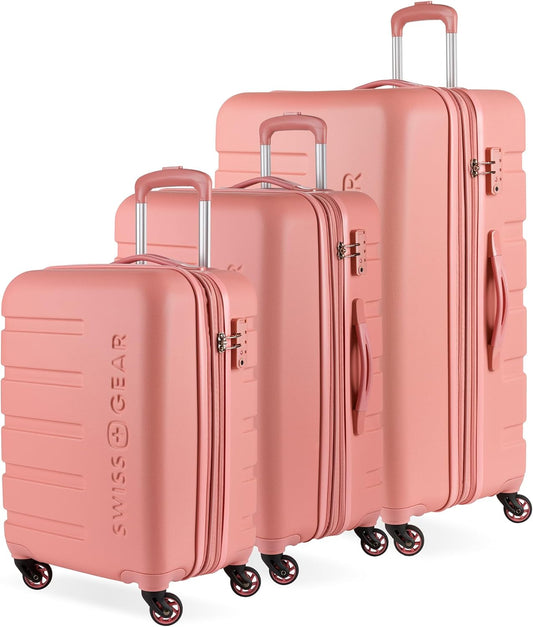SwissGear 7366 Signature Hardside Expandable Luggage with Spinner Wheels, TSA Lock, Cup-Holder, Coral Almond, 3-Piece Set (19/23/27)