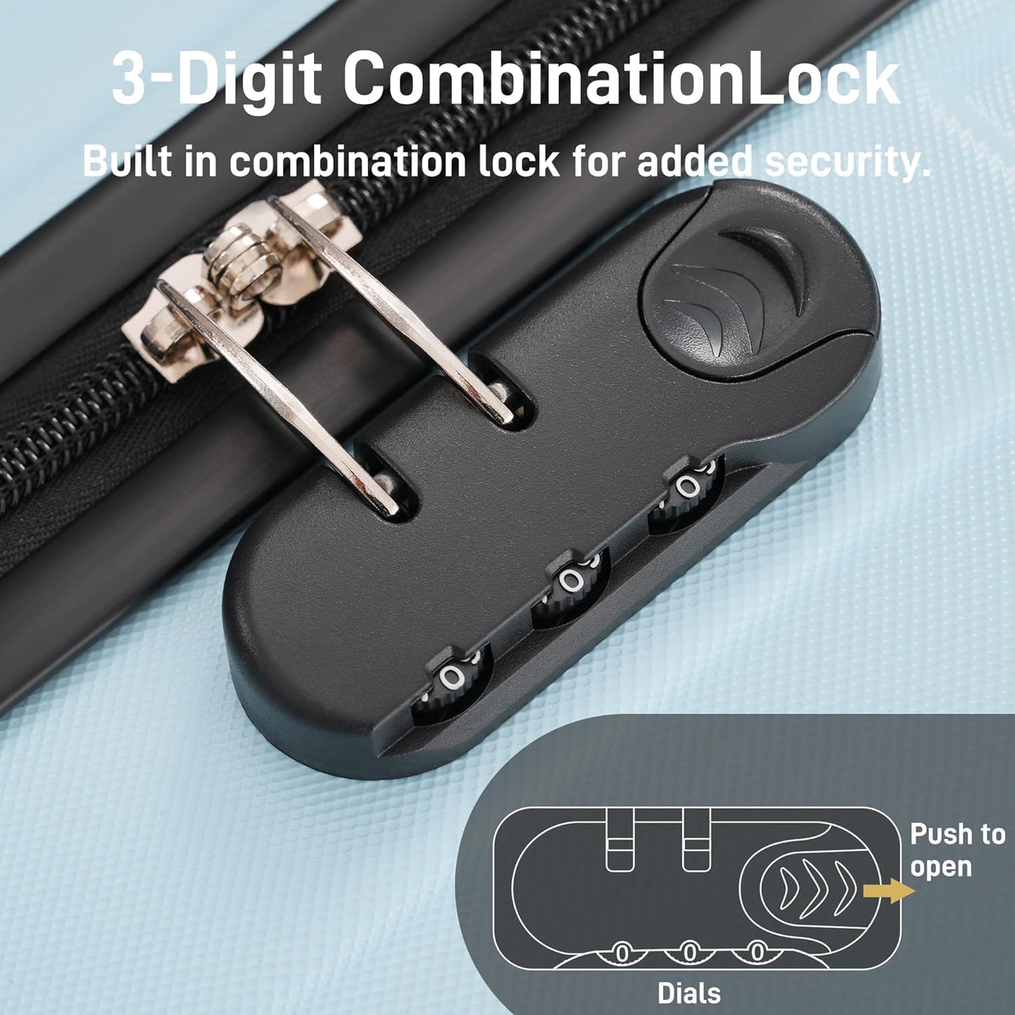 Merax Luggage Sets 3 Piece, Suitcases with Spinner Wheels, Lightweight Travel Luggage with Lock, ABS Hardshell Suitcase Set 20/24/28 IN,Light Blue