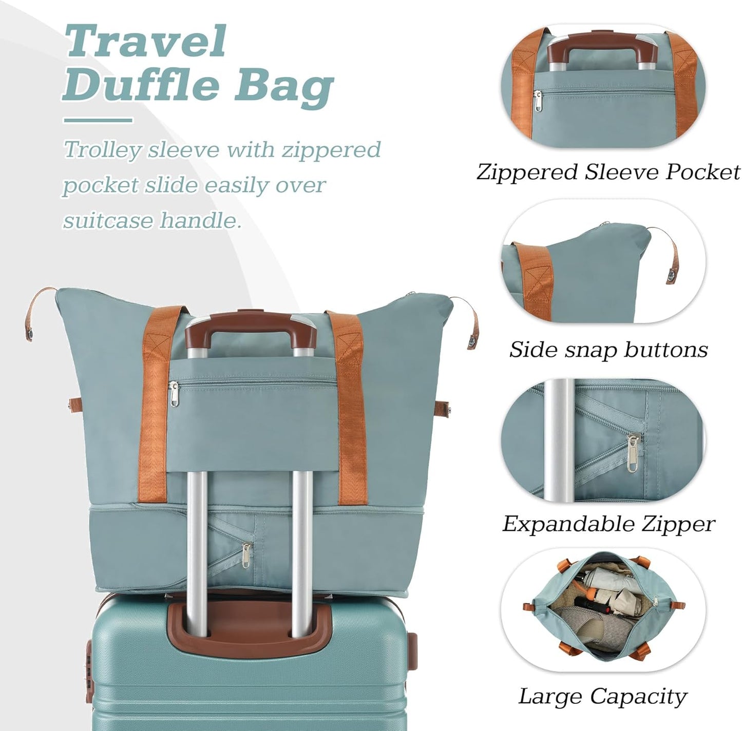 Merax Suitcase Set 28 inches Expandable Luggage with TSA Lock Spinner Wheels Hardshell Lightweight Vintage Luggage with Travel Bag,Green