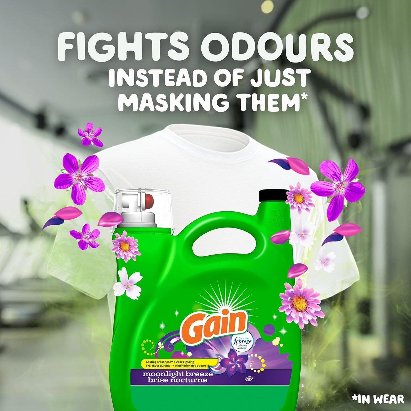 Gain Liquid Laundry Detergent, Moonlight Breeze Scent, 154 fl oz, 107 loads, Freshness + Odor Fighting, High efficiency washing machine iquid cleaning soap