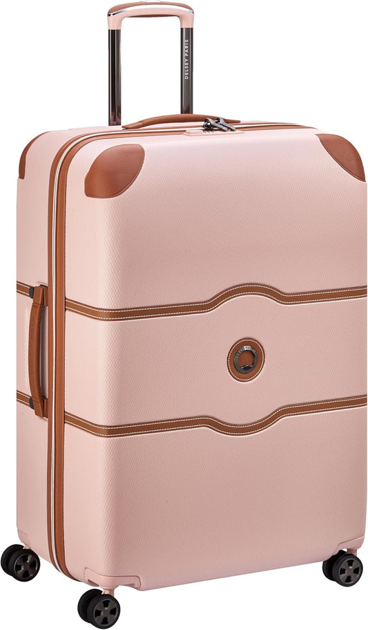 DELSEY PARIS Chatelet Air 2.0 Hardside Luggage with Spinner Wheels, Blush Pink, Checked-Large 28 Inch