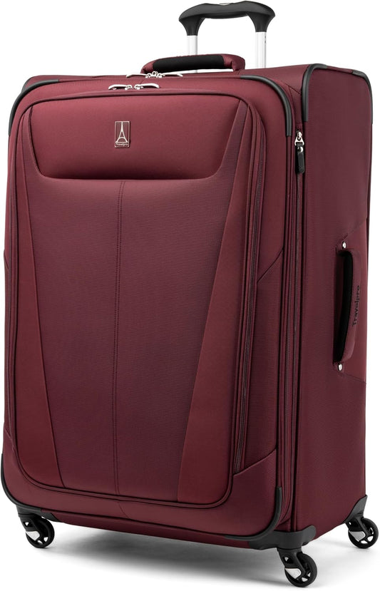 Travelpro Maxlite 5 Softside Expandable Luggage with 4 Spinner Wheels, Lightweight Suitcase, Men and Women, Burgundy, Checked-Large 29-Inch