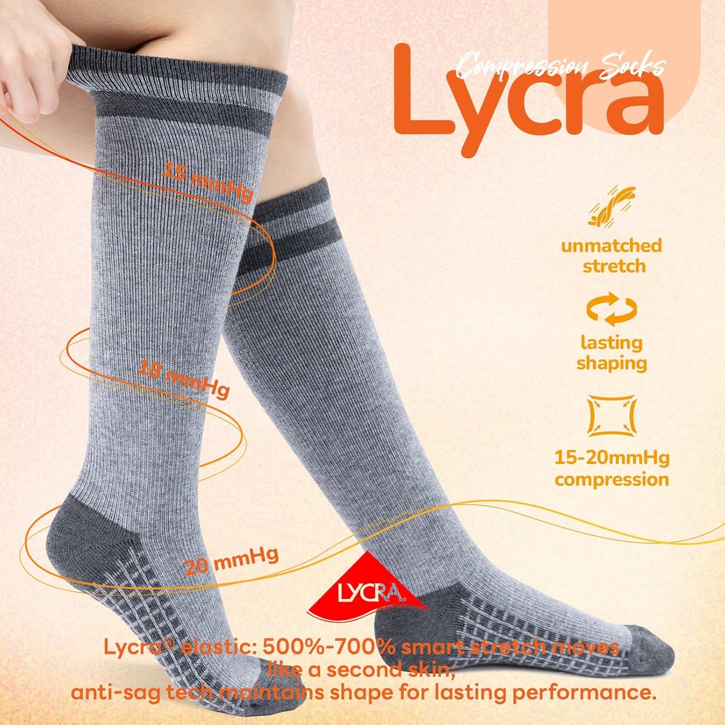 Merino Wool Compression Socks for Women Men (2/3 Pairs) Knee High Winter Thermal Thick Warm for Nurse Pregnant Travel