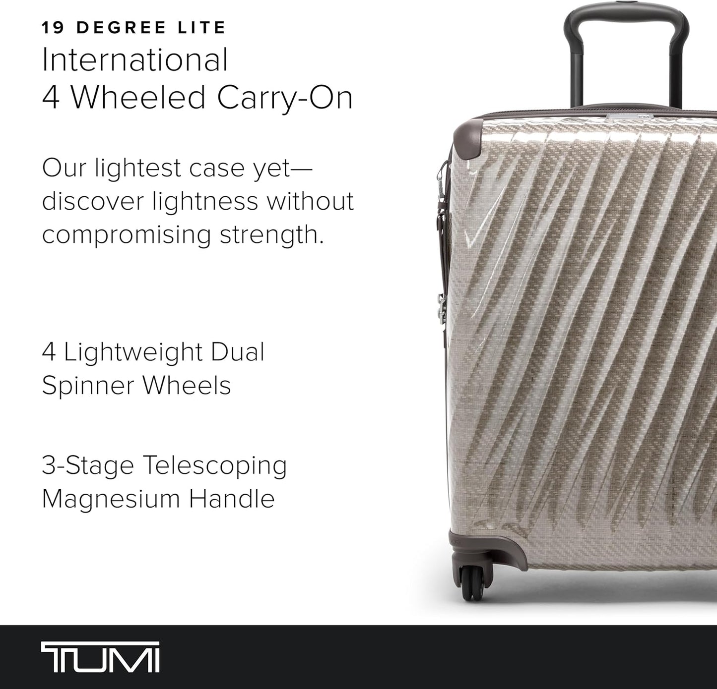 TUMI - 19 Degree Lite 4 Wheel Luggage - Lightweight and Highly Durable, Modern Contour, Hard Shell Men's and Women's Suitcase - 21.75" International Carry-On, Titanium Grey