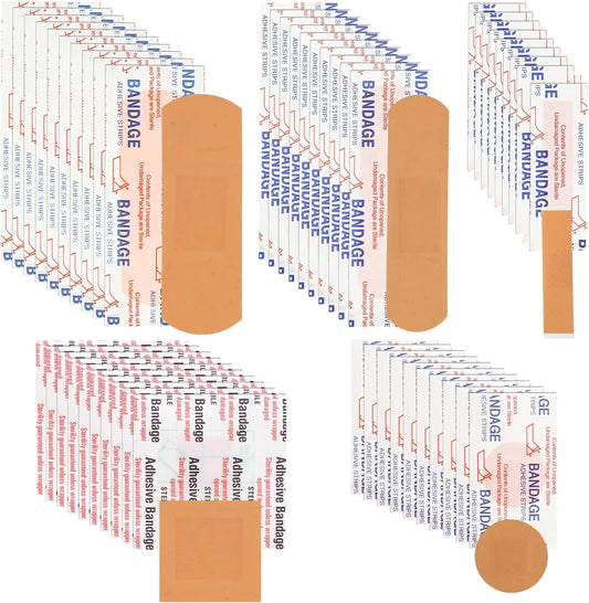 720 Pcs Variety Bandages Pack Assorted Sizes Waterproof Breathable Adhesive Fingertip Bandages Bulk for First Aid Wound Care Scrapes Blister