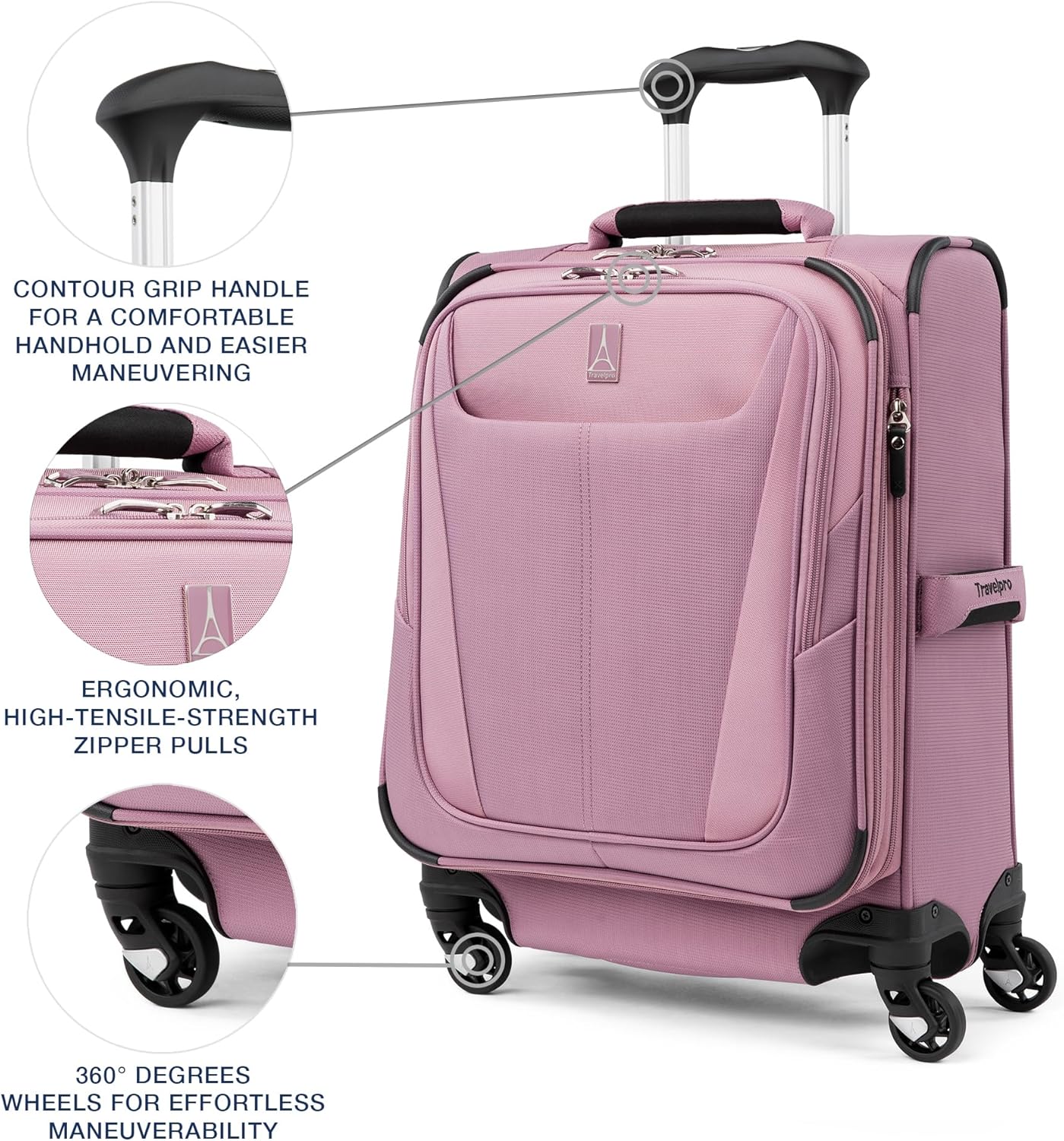 Travelpro Maxlite 5 Softside Expandable Luggage with 4 Spinner Wheels, Lightweight Suitcase, Men and Women, International, Orchid Pink Purple, Carry-on 19-Inch