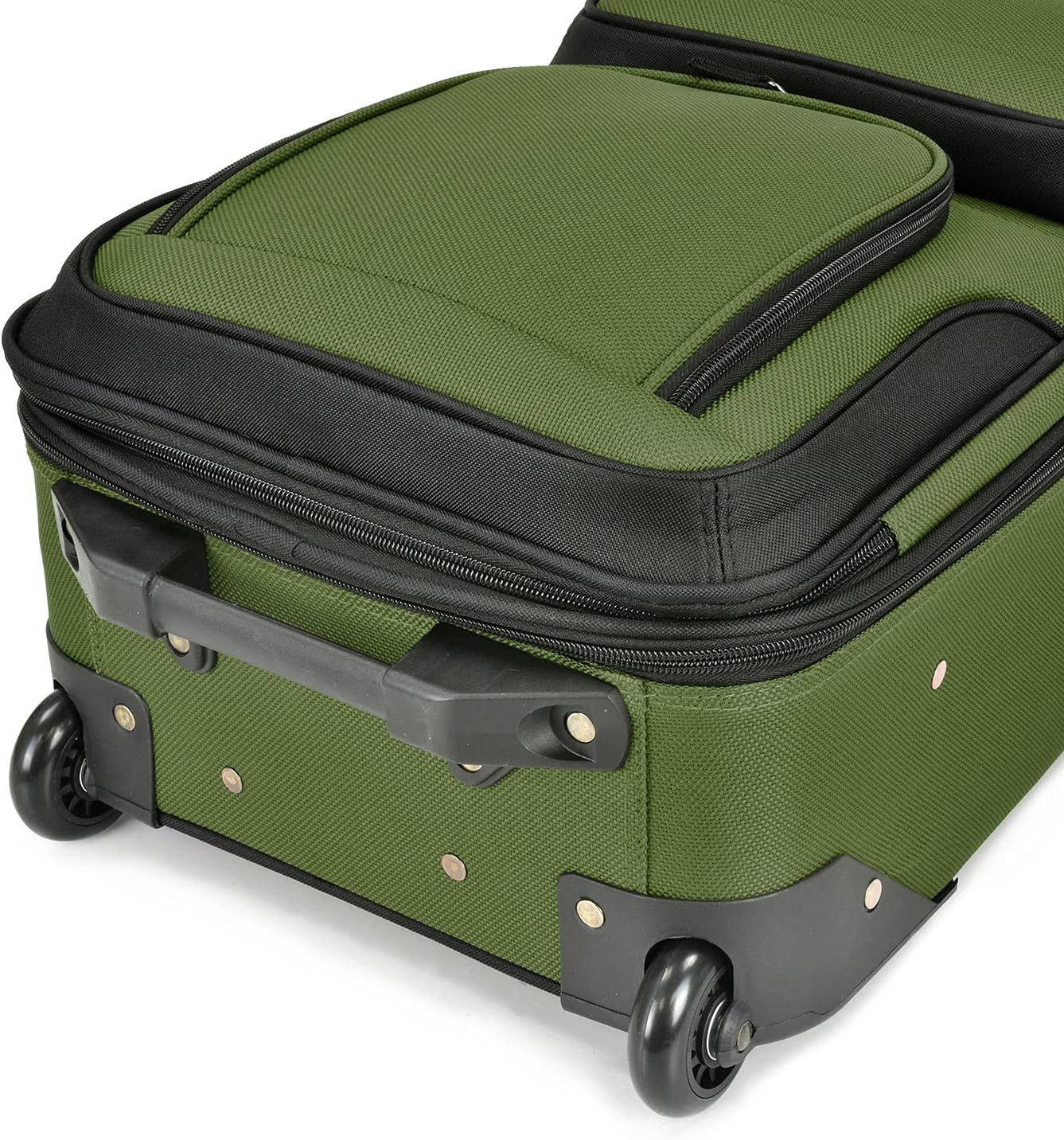 U.S. Traveler Lightweight Rolling 20" Carry On Luggage Softside Suitcase, Green, 2-Wheel Single
