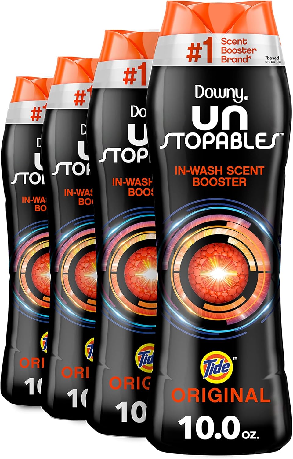 Downy Unstopables Laundry Scent Booster Beads for Washer, Tide Original Scent, 10 oz (Pack of 4)