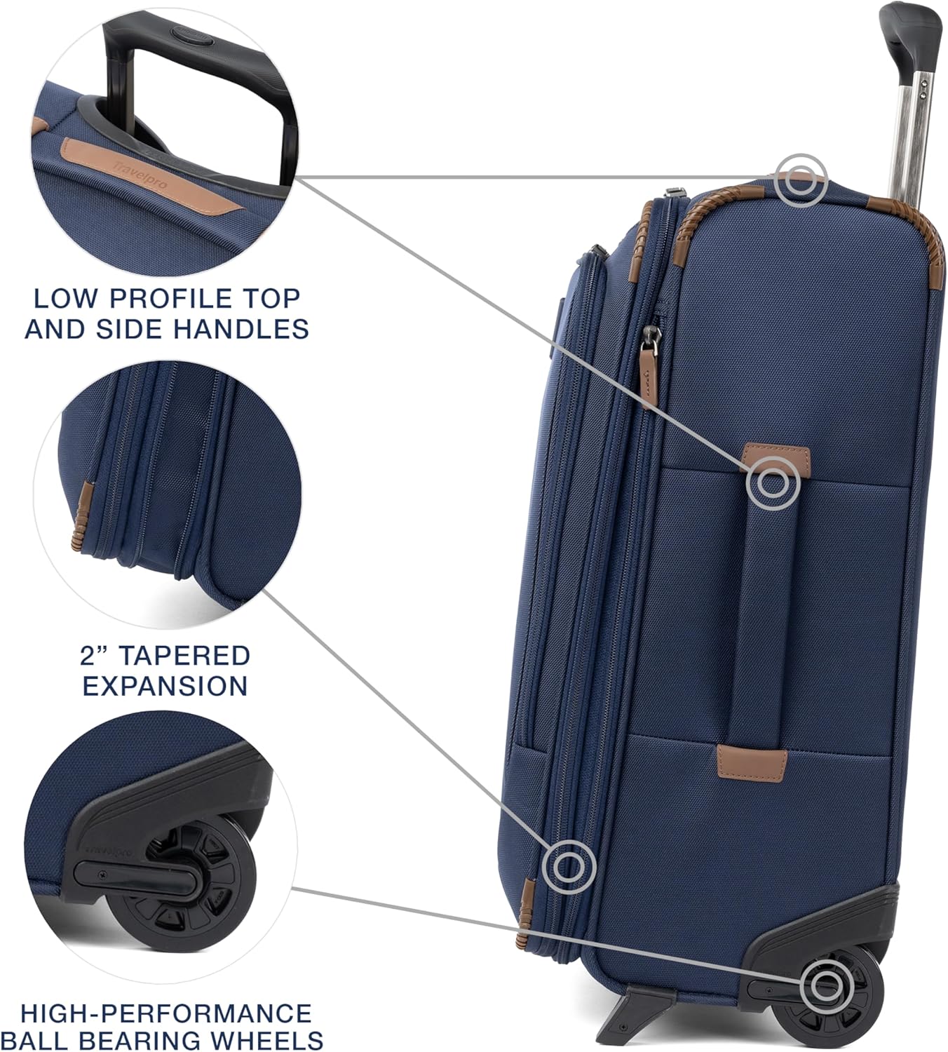 Travelpro Crew Classic Lightweight Softside Expandable Carry on Luggage, 2 Wheel Upright Rollaboard Suitcase, Men and Women, Carry On 22-Inch, Patriot Blue