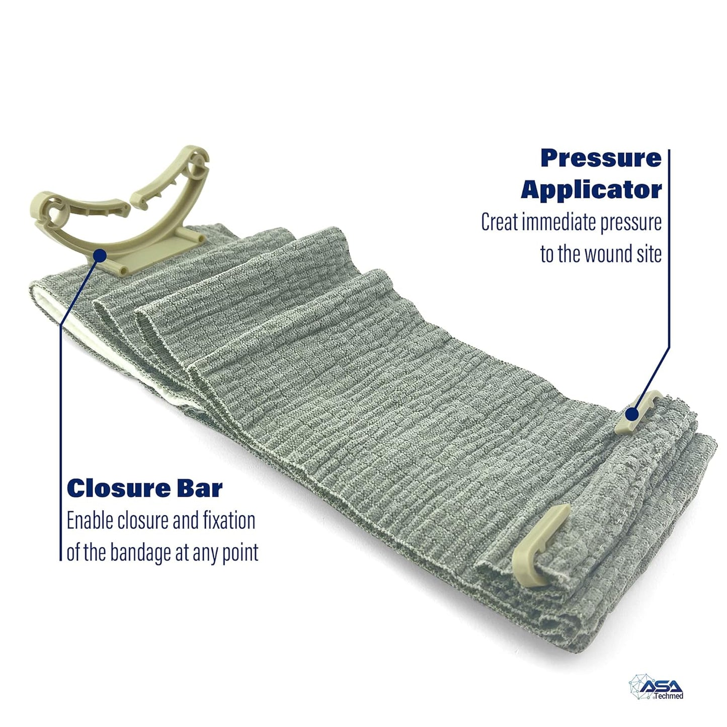 ASA TECHMED 5 Pack Emergency Trauma 6" Israeli Style Bandage - Combat Military Style Battle Wound Dressing First Aid IFAK