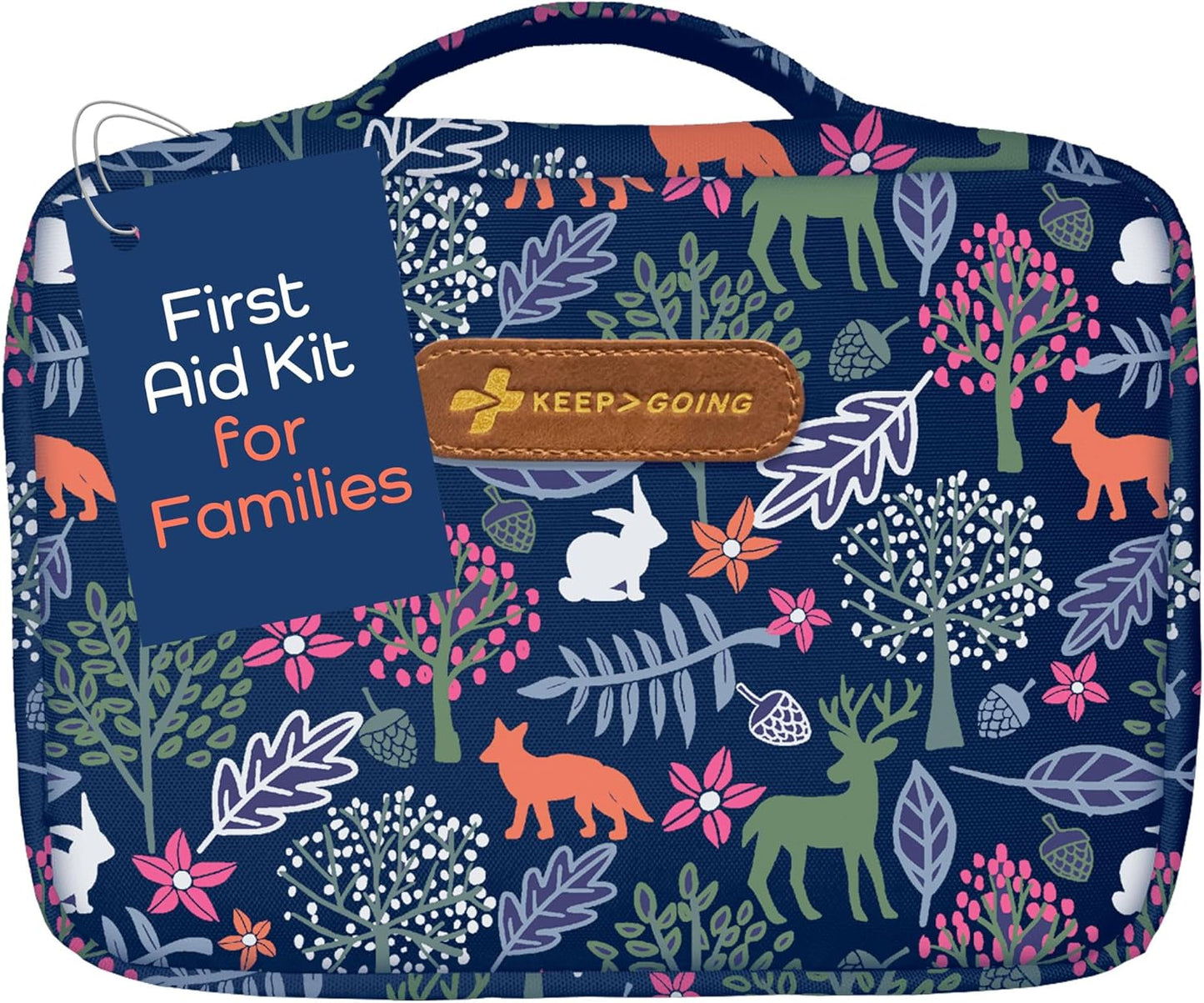 KeepGoing Large Home First Aid Kit for Kids – 270 Pc. for Car, Home, Dorm, & Boat with Latex-Free Bandages – 10 x 7 x 3.5 in. Travel First Aid Kit (Woodland)